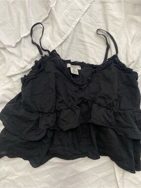 Black Ruffled Tiered Cami Tank Top